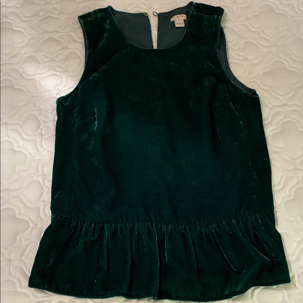 J. Crew Factory Dark Green Velvet Blouse